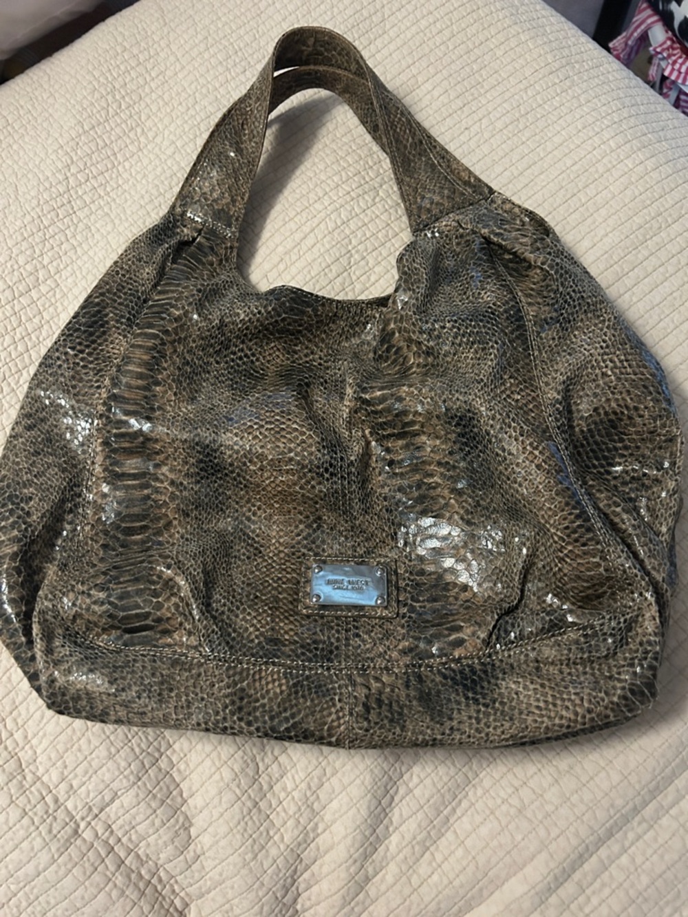 Nine West snakeskin patterned hobo bag